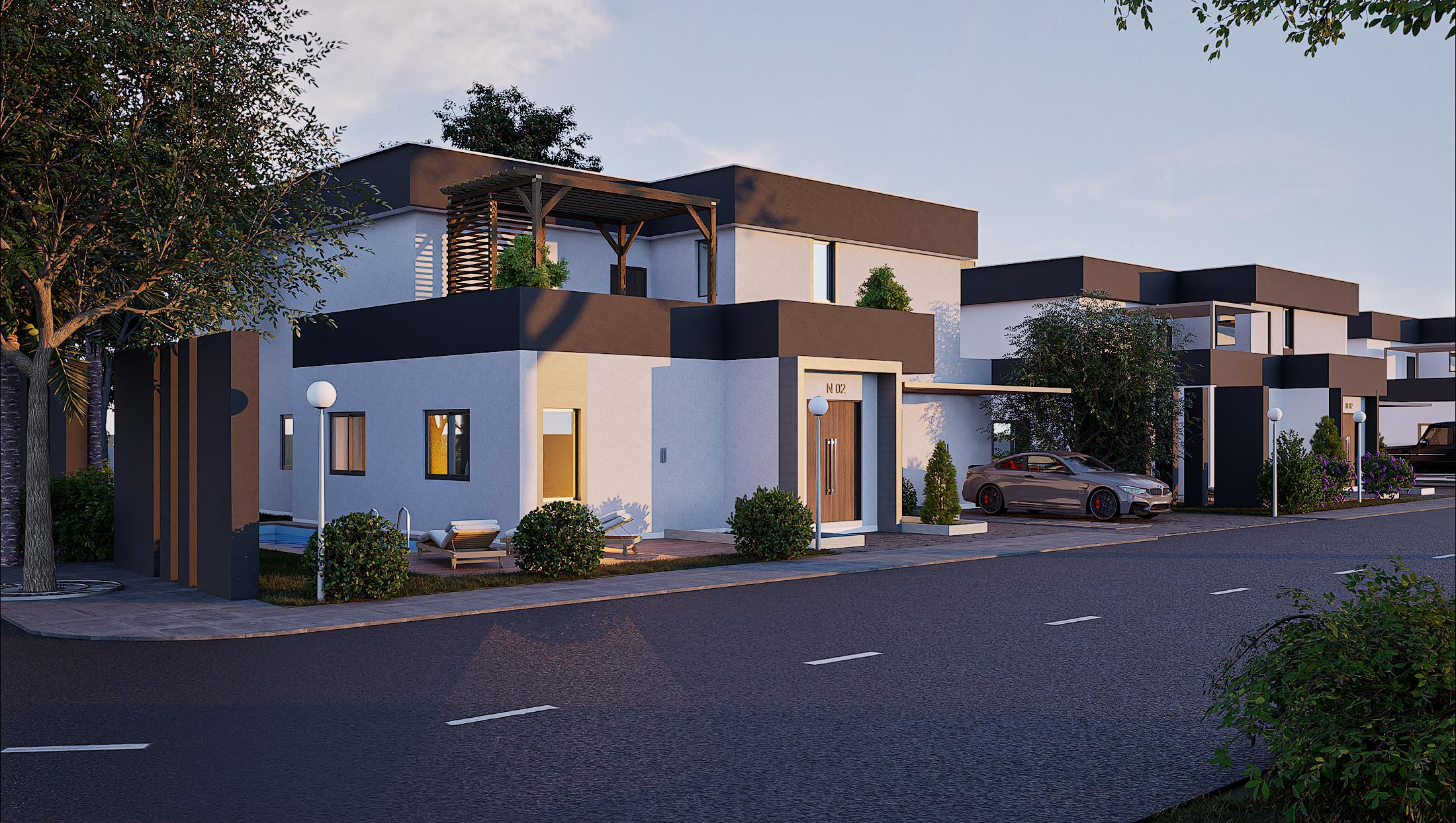 Cascade detached villa rendering with private pool